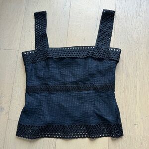 Akris Punto Black Eyelet Tank Top